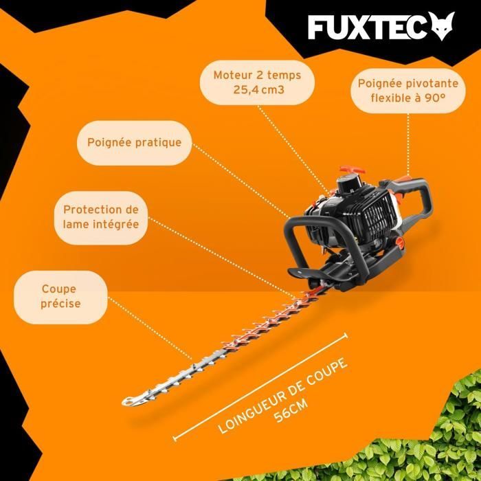 Cortasetos de gasolina FUXTEC FX-MH123ECO 2T de 25,4 cc, cuchilla de 560 mm, ancho de corte de 28 mm, ergonómico y antivibración.