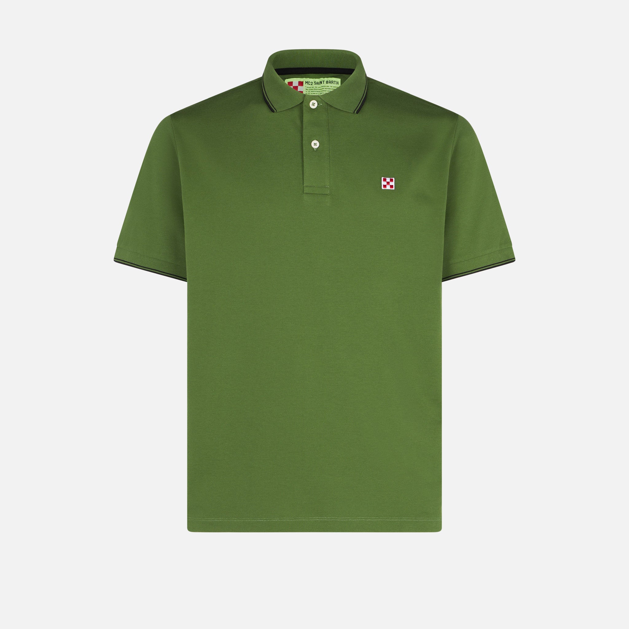 Militairgroene piqué poloshirt met St. Barth-ruitlogo.