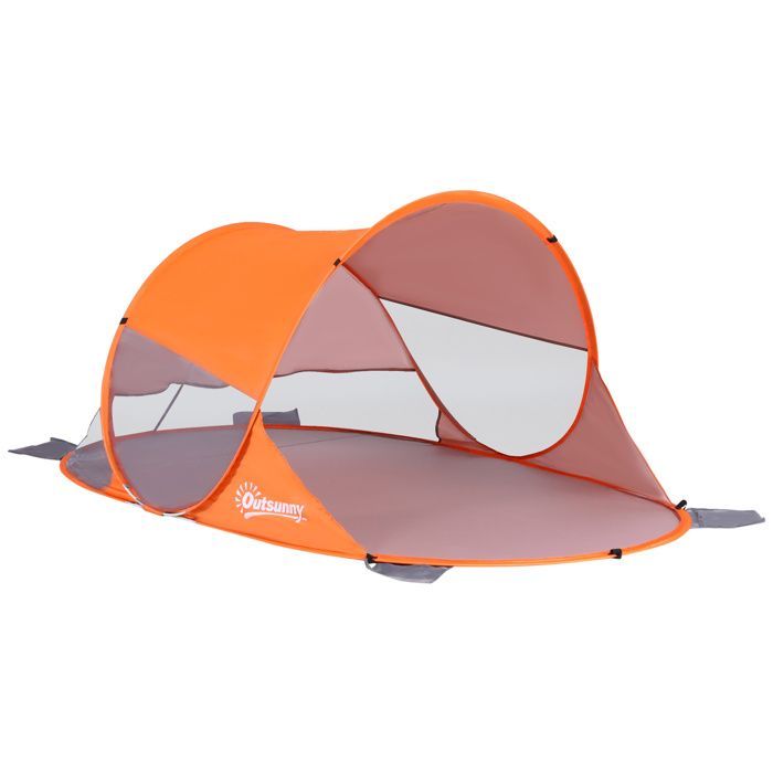 Outsunny - Abri de plage - Tissu de polyester - 200x120x90cm - Orange