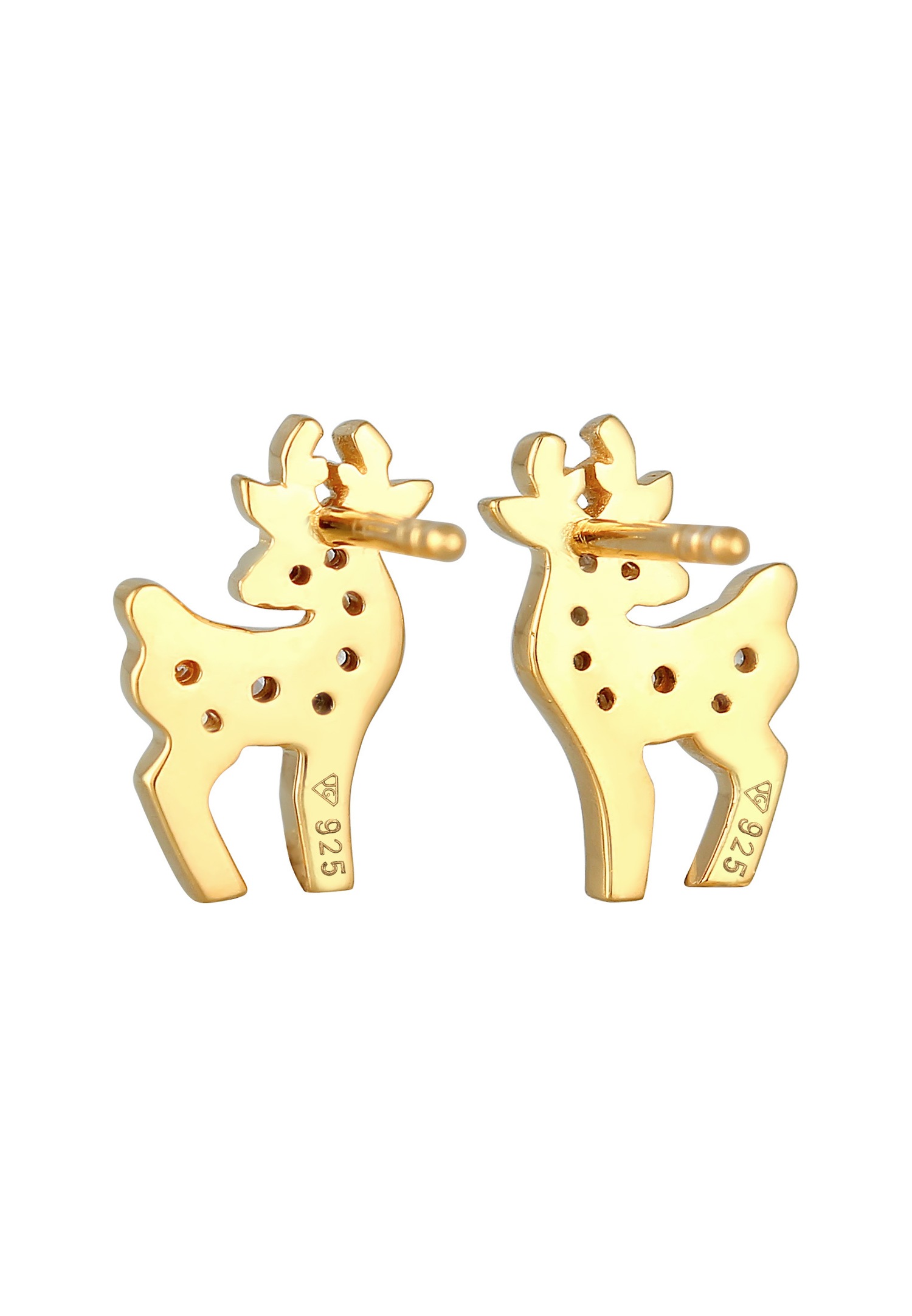 Elli Boucles d'oreilles dames Renne de Noël avec cristaux de zirconium en argent 925 plaqué or