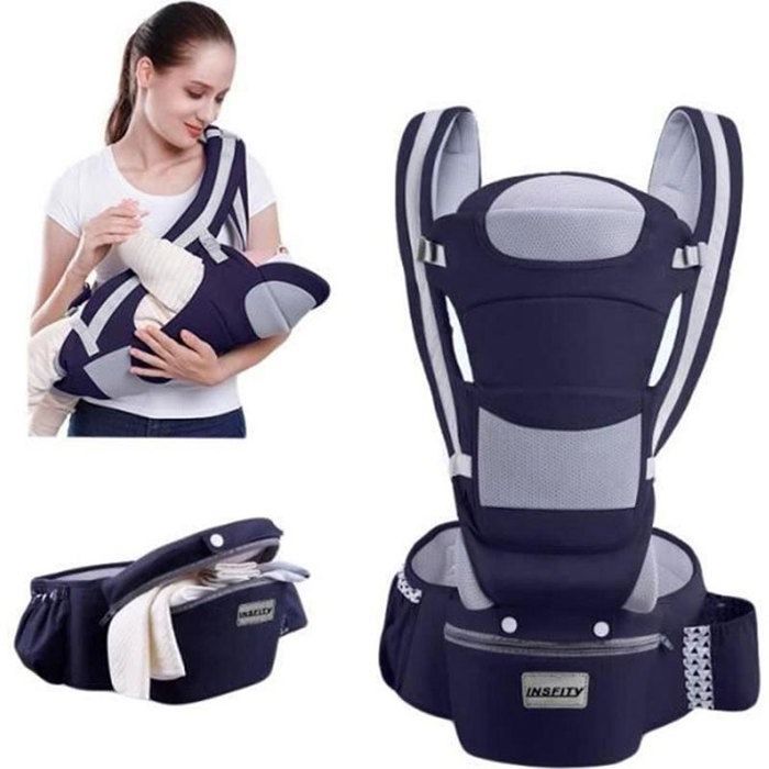 Portabebés multifuncional INSFITY - Azul - 0-48 meses - Algodón - Máx. 20 kg