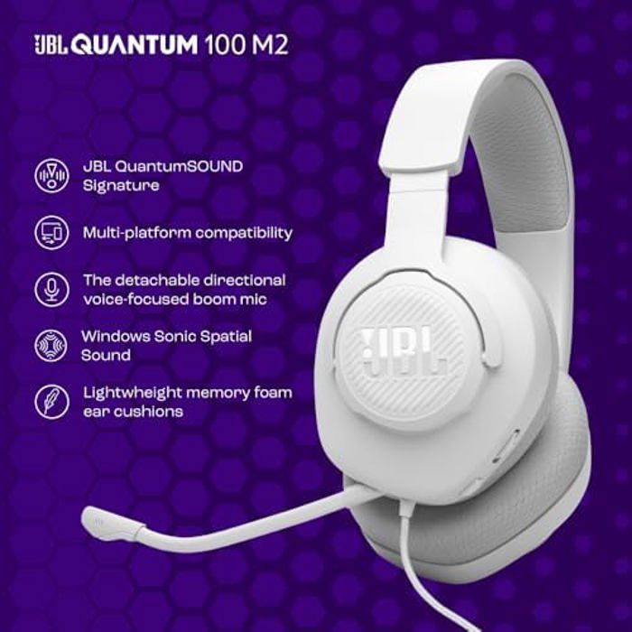 Auriculares para juegos - JBL - Quantum 100M2 - Con cable - Micrófono desmontable - Sonido característico JBL QuantumSOUND