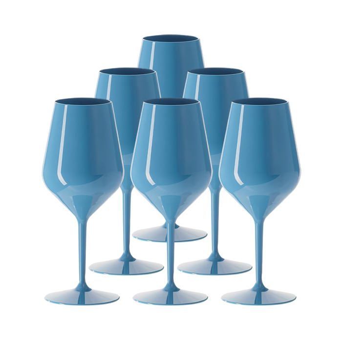 Set di 6 bicchieri da vino/cocktail infrangibili da 47 cl, blu - Vetro Tritan infrangibile, riutilizzabili.