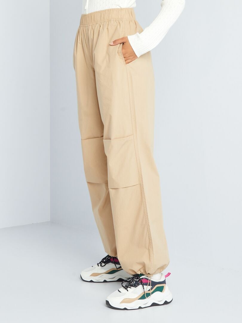 Nylon parachutebroek - BEIGE
