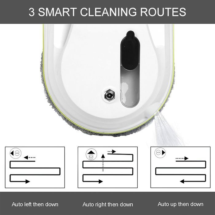 Robot limpiacristales, succión de 3800 PA, pulverización eléctrica, mando a distancia, sistema anticaída, depósito de agua de 30 ml, 3 modos de limpieza.
