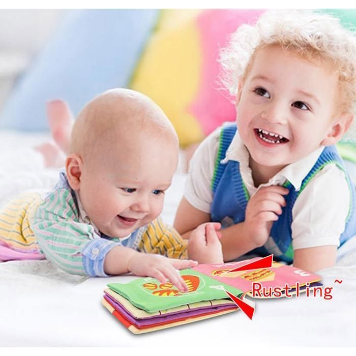 Set van 6 stoffen boekjes, zachte babyboekjes voor de vroege ontwikkeling (0-3-6 maanden), babyboekje als cadeau voor pasgeborenen