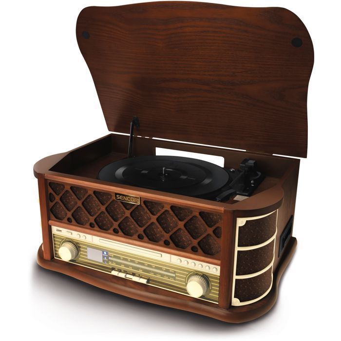 Retro turntable - SENCOR - STT 016 - 6 W - CD/cassette player - USB - Brown
