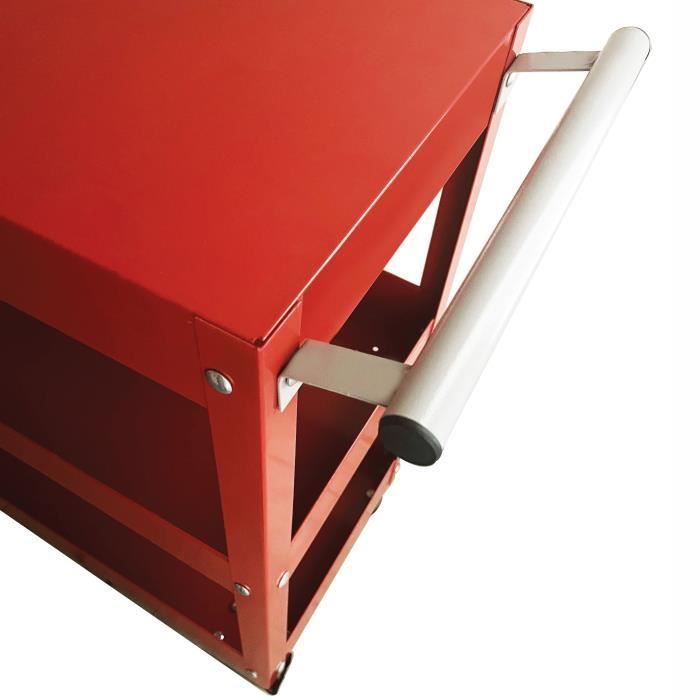 Workshop trolley with 3 shelves on wheels - DOMAC - Red