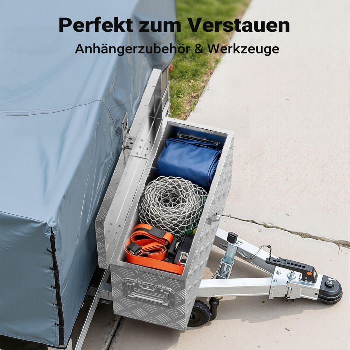 Cassetta portautensili in alluminio XPOtool per camion – 60 x 25 x 30 cm – Impermeabile con serratura, 2 chiavi e coperchio sporgente – Cassetta portautensili