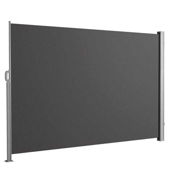 Exterior side awning 280 g/m² privacy screen for terrace, aluminium frame, Anthracite 160 x 350 cm