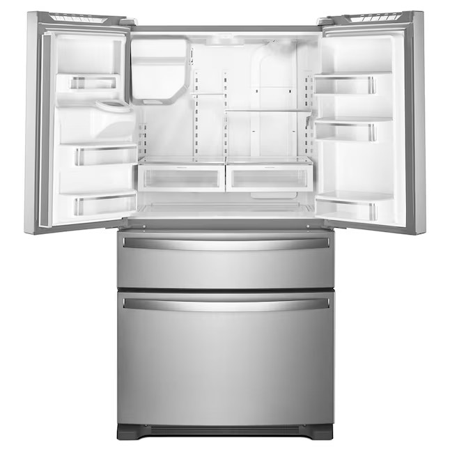 Whirlpool 4-türiger French-Door-Kühlschrank mit 24,5 Kubikfuß Nutzinhalt und Eiswürfelbereiter (Edelstahl, fingerabdruckresistent) ENERGY STAR®