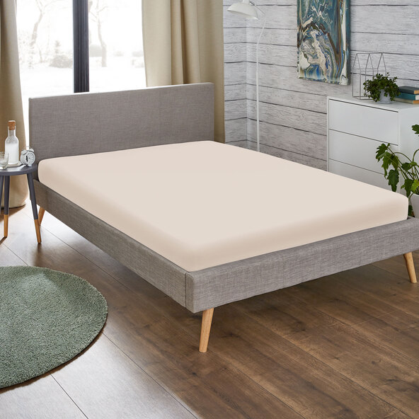 Spannbetttuch Flannel, 140-160 x 200 cm, beige