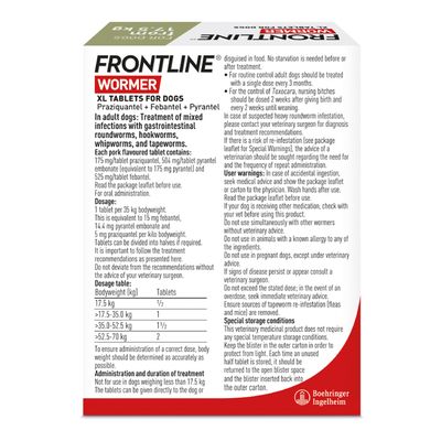 FRONTLINE® Wormer XL tabletten voor honden