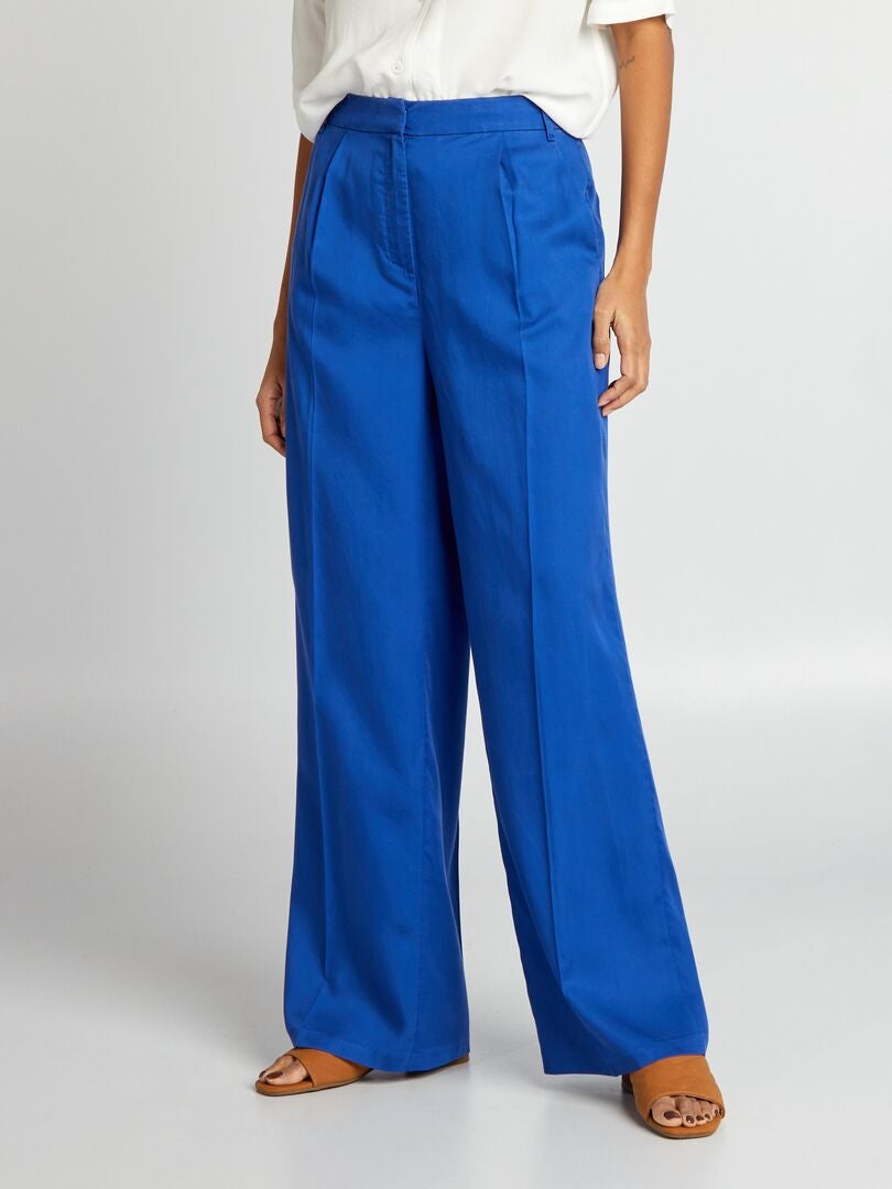 Effen wijde broek - BLAUW