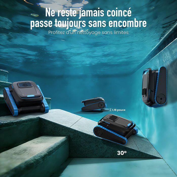 Robot Piscine AIRROBO CP40,Nettoyage Fond et Paroi, Autonomie 120min (170m²), Application, Grand Panier 4L