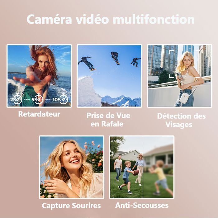 Campark 4K videokamera 48MP HD videokamera Vlogging digitalt videokamera med dobbelt objektiv og 3