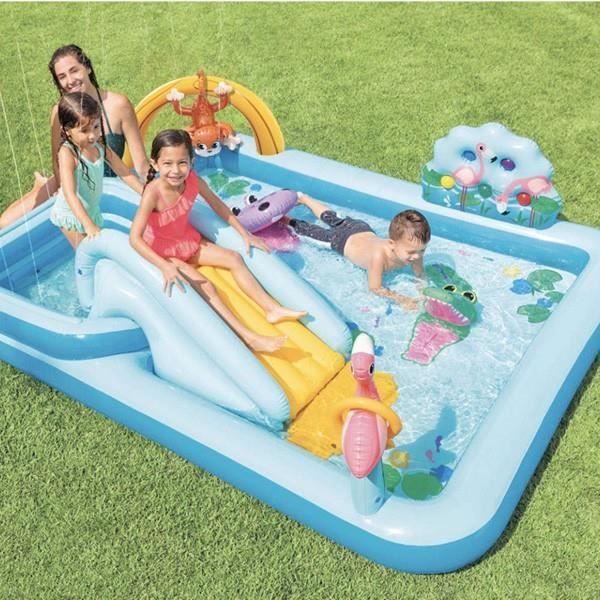 Aire de jeux - Intex - Louisiane - Vinyle résistant - Toboggan - 81 kg max