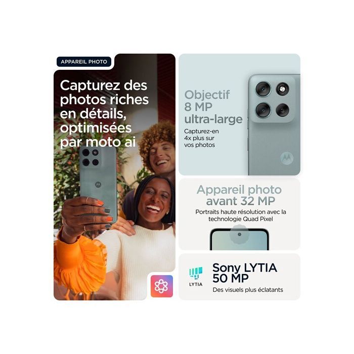 Smartphone - MOTOROLA - MOTO G56 - 6,72'' FHD+ - 256 Go - 5G Double SIM - Gris ciel