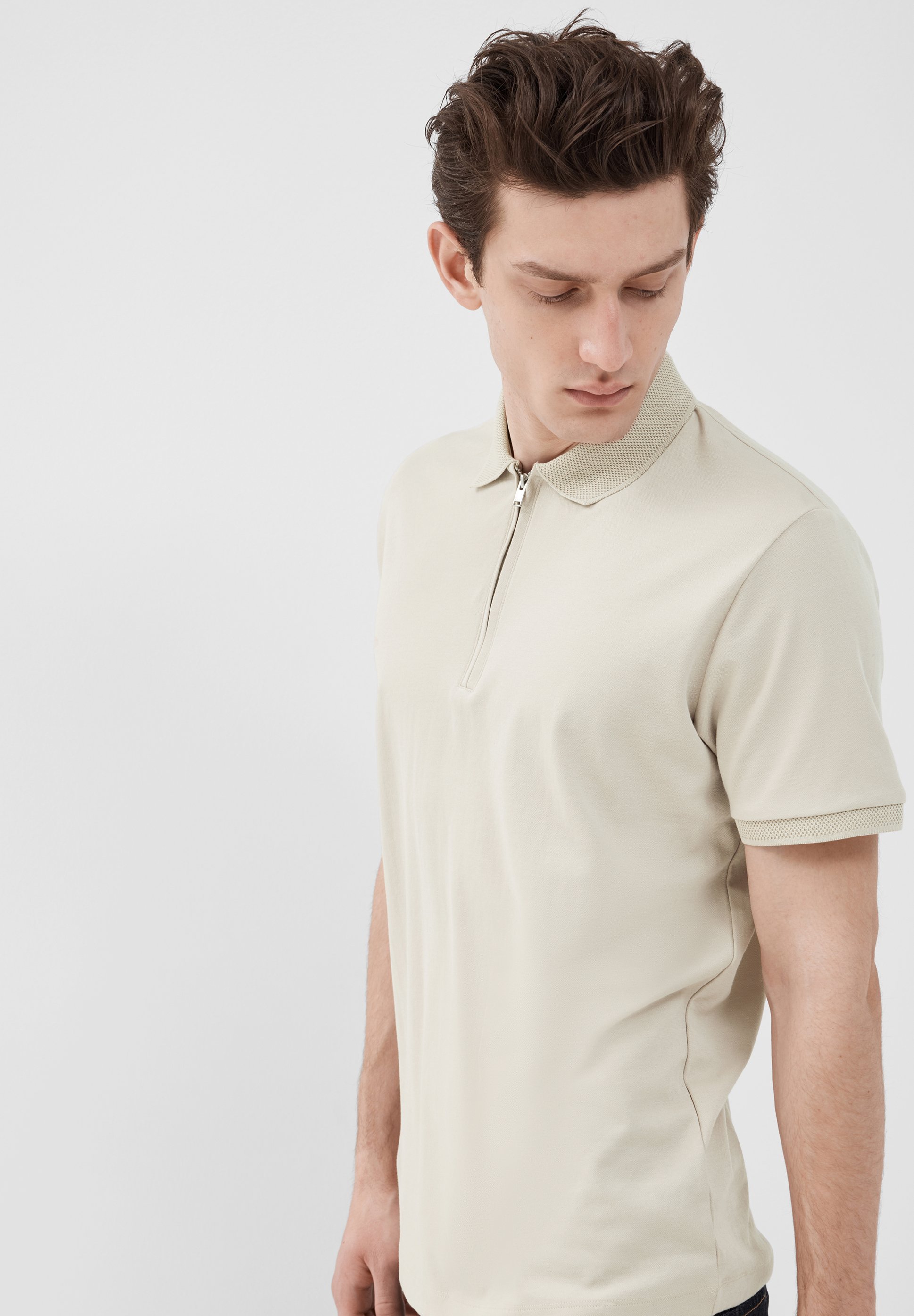 Selected Homme SLHFAVE ZIP - Polo - color avena