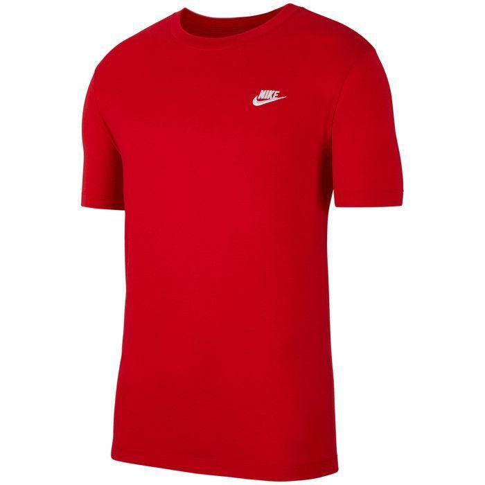 Nike Men's Sportswear Club Red T-Shirt AR4997 – 100% Cotton, Short Sleeves, Crew Neck