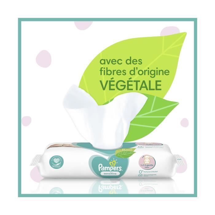 PAMPERS Lingettes bébé SENSITIVE - Lot de 4 x 52 lingettes - 208 lingettes