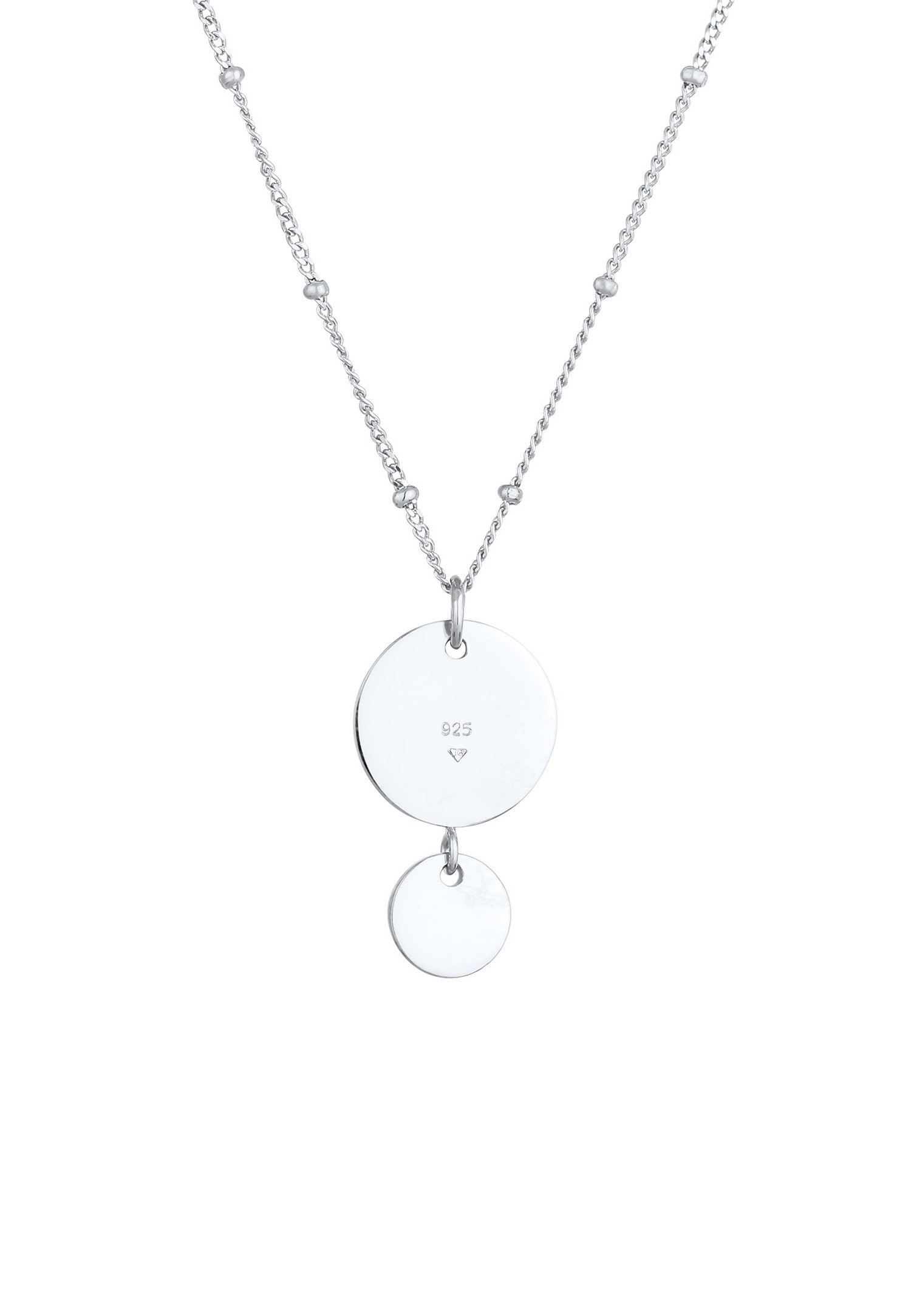 Elli Plaquettes Pendentif Chaîne à Boules Géo Look Trend Collier Femme - (925/1000) Argent