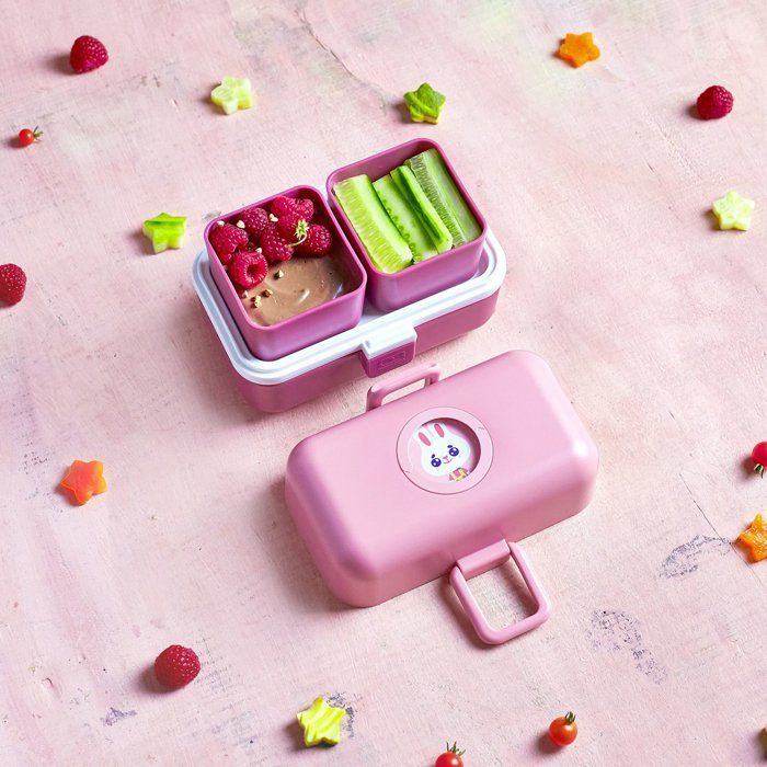 Children's Lunch Box - MONBENTO - 3 Compartments - BPA Free - MB Tresor Rose Blush