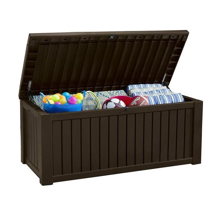 Keter 'Rockwood Deck' garden storage box, dark brown, 155 x 72.4 cm