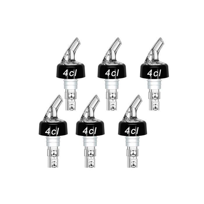Tapón dosificador de alcohol, 4 cl, 6 unidades. Boquilla vertedora ajustable para botellas de whisky, Ricard y cócteles. Dispensador de líquido preciso.