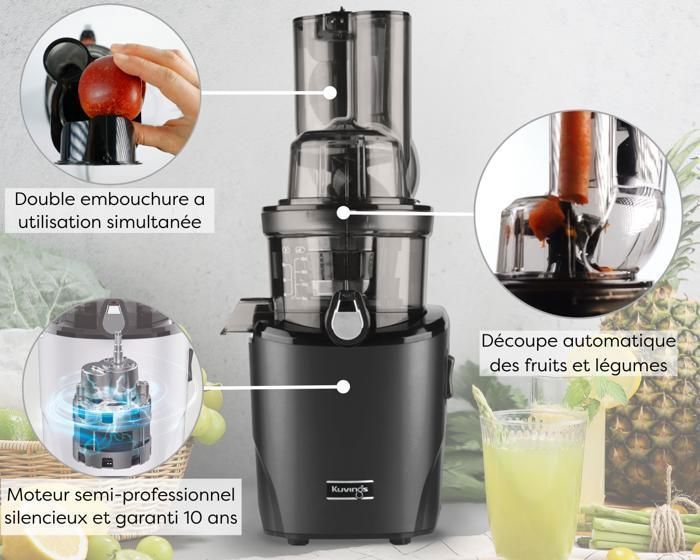 Kuvings - REVO830S Juicer + Sorbet & Smoothie Kit + Vacuum Juice Preservation Kit - Black