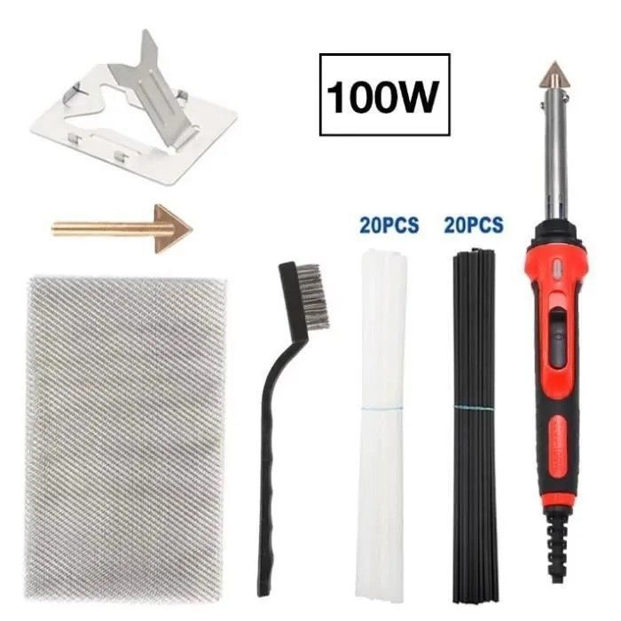 Kit portátil de soldadura de plástico, 100 W, kit de reparación de plástico 2 en 1, para parachoques de coche.