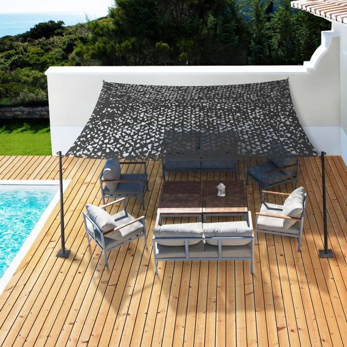 IDMARKET Rectangular Shade Sail, Camouflage Design, 4x6 M, Grey