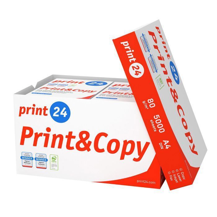 print24 Papier pour imprimante et photocopieur 5000 feuilles 10 x 500 A4 80 g blanc premium, certifié PEFC
