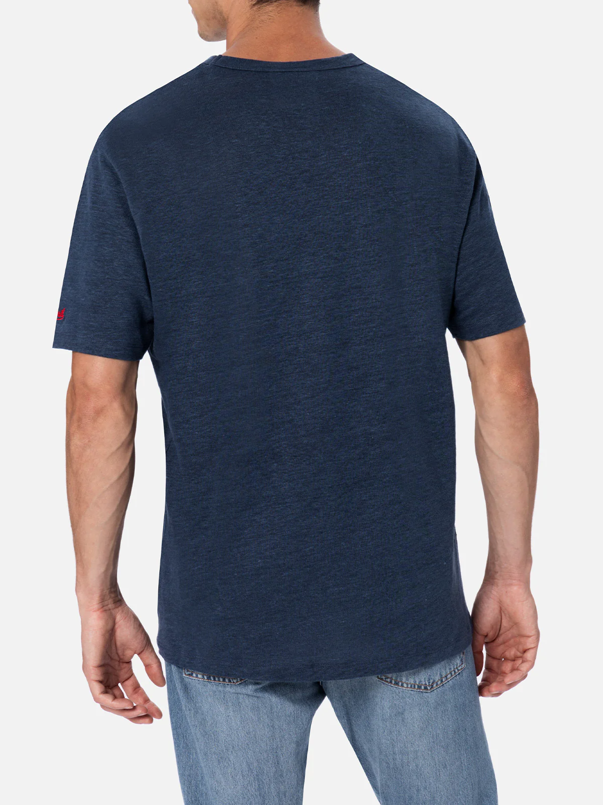 Ecstasea heren T-shirt van linnenjersey met bedrukte en geborduurde zak.