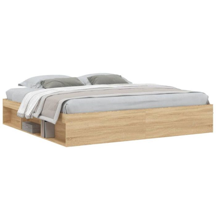 vidaXL Cadre de lit chêne sonoma 200x200 cm 3203889