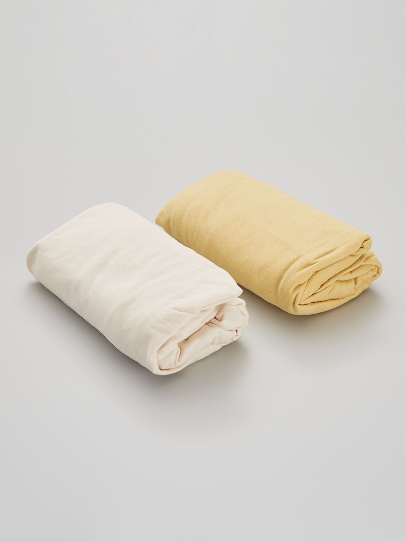 Juego de 2 sábanas bajeras de algodón - AMARILLAS