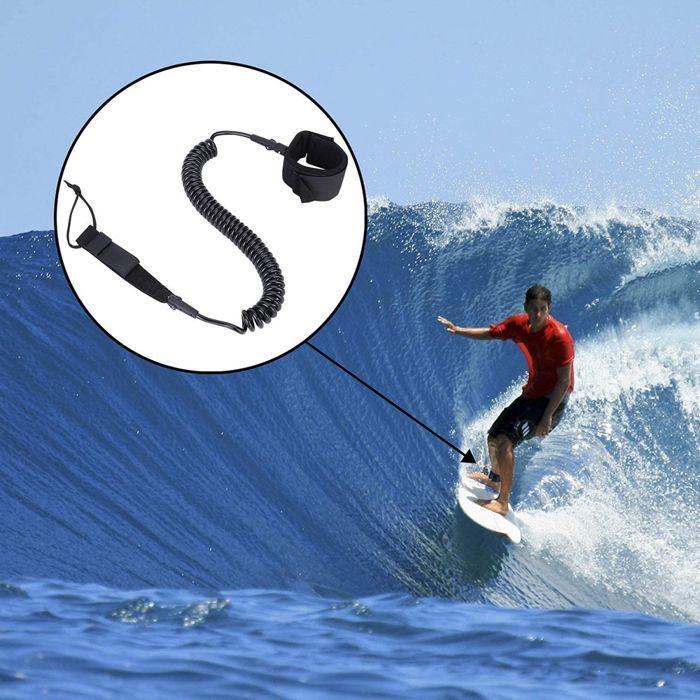 Correa para SUP - OKUMGGYJ - En espiral - Poliuretano ultrarresistente - De 65 cm a 240 cm - Negra