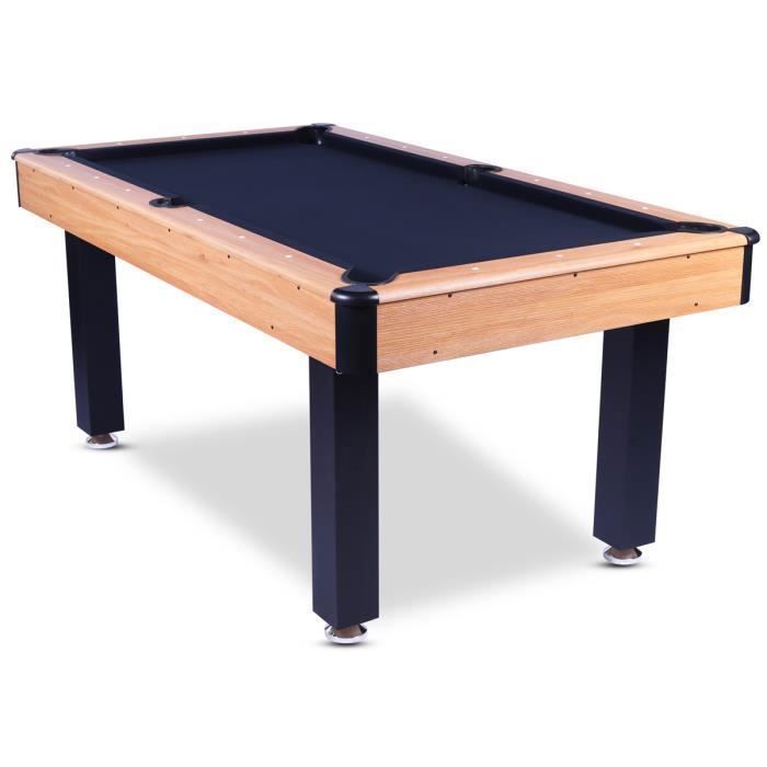 Billard américain 6ft Vegas bois clair - 184x102x82cm - Tapis de jeu noir