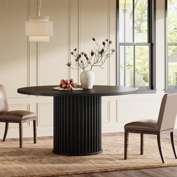 Tribesigns Ronde Eettafel 120 cm - Zwarte Eettafel voor 4 Personen - Hout - Modern