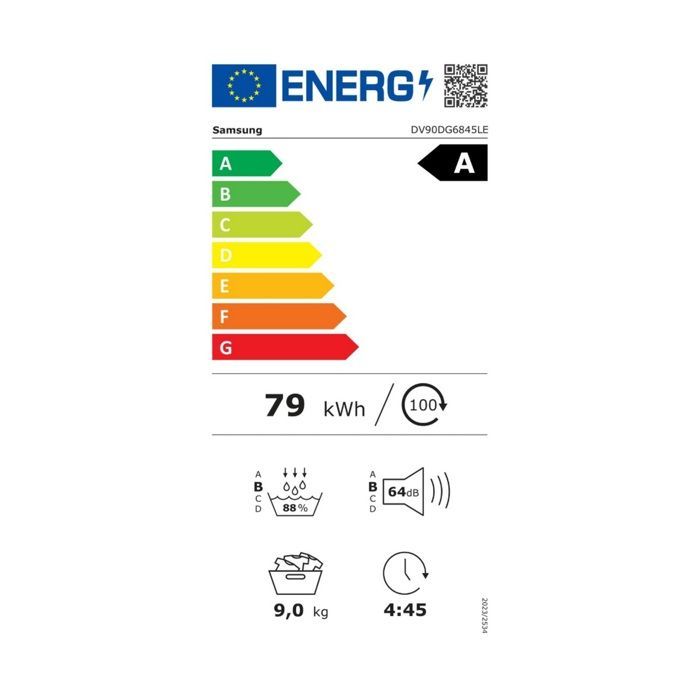 Samsung warmtepompdroger 9 kg 60 cm - DV90DG6845LE