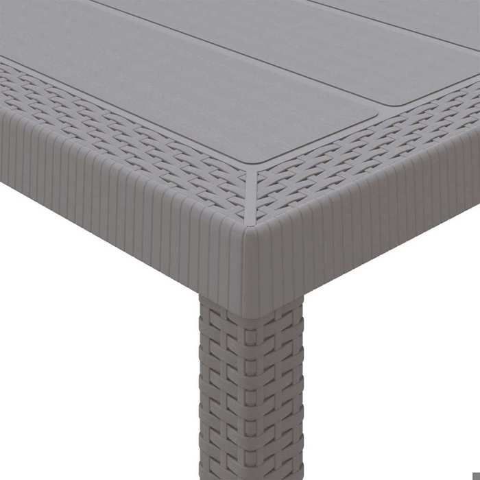 Conjunto de comedor de jardín - BURKE - Gris claro - Poliratán - Acabado mate - Capacidad para 8 personas - 200x100x73 cm