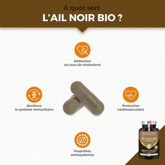 Ail noir Bio – Circulation sanguine & Cholestérol - 90 gélules- NUTRIMEA