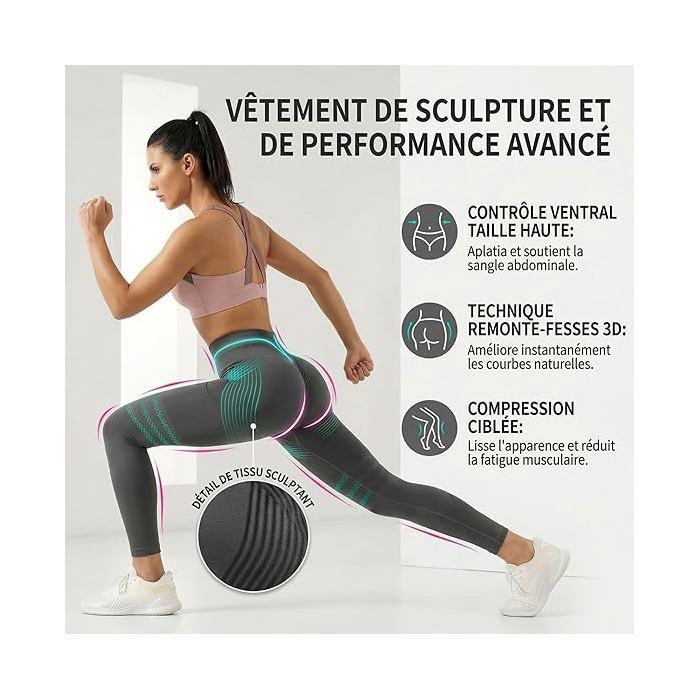 Set van 2 damesleggings tegen cellulitis, 3D compressie afslankende push-up leggings, hoge taille, zwart/donkergroen