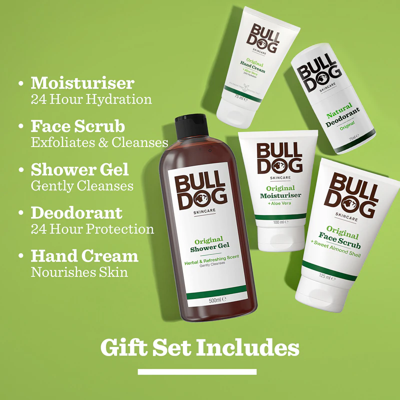 Kit de Presente Bulldog Premium para Cuidados Corporais Masculinos