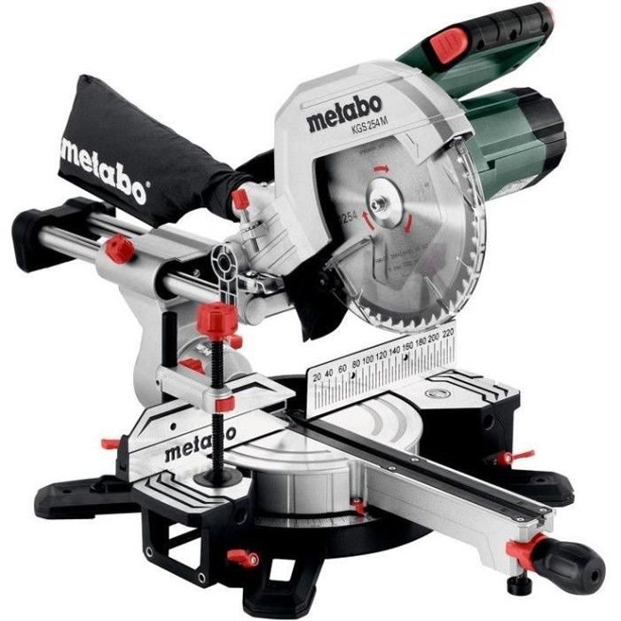 Sierra ingletadora radial METABO KGS 254 M - 1500 W - 254 mm - Línea de corte de precisión LED