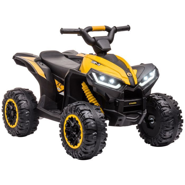 Electric quad bike - HOMCOM - children's 12V 2 motors 2 speeds 3-6 km/h LED headlights horn - PP - yellow