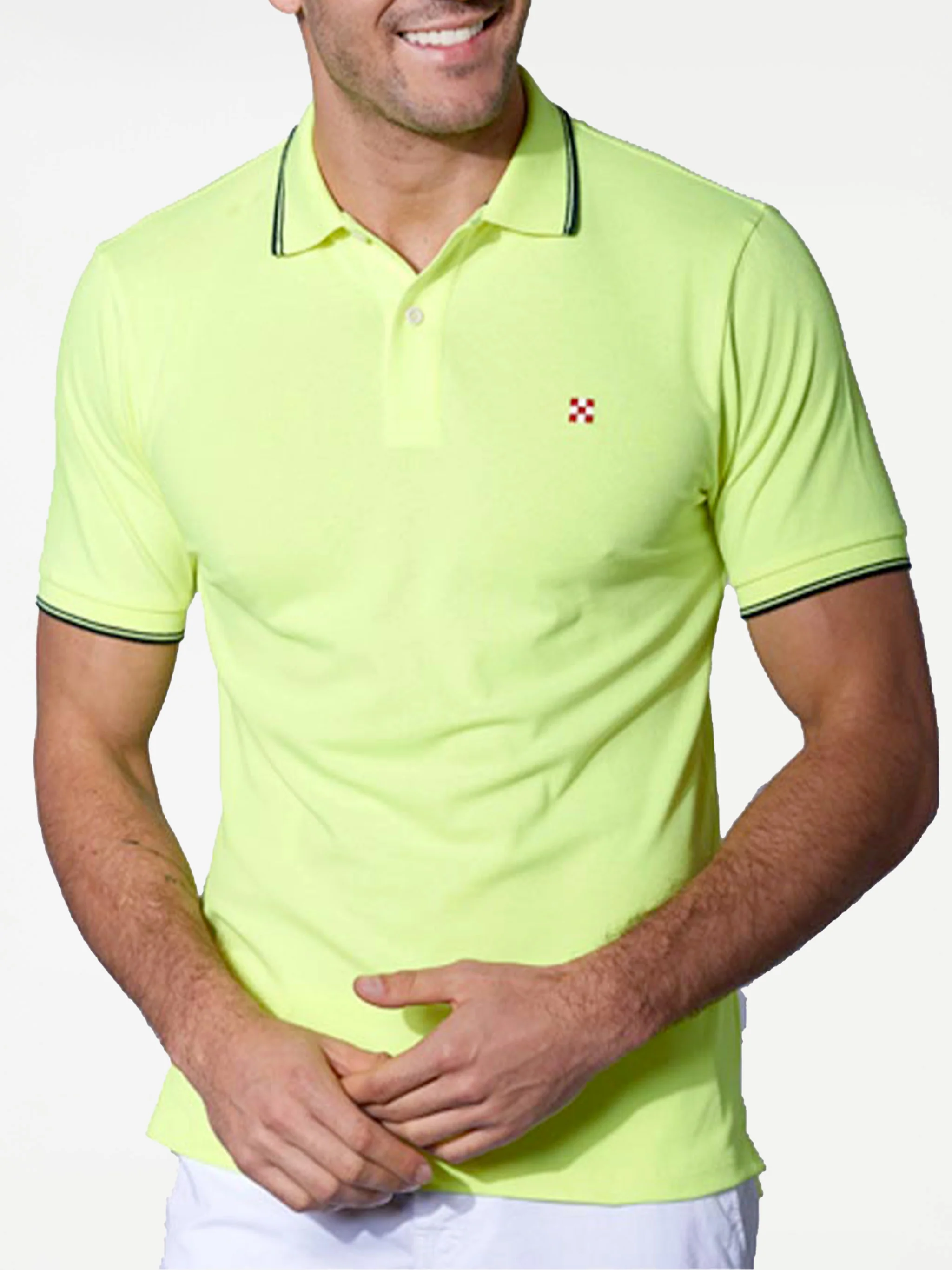 Fluorescerende gul piqué poloshirt med St. Barth-ternet logo