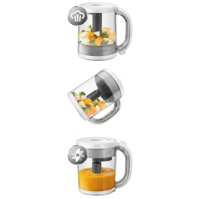 Robot da cucina e frullatore 4 in 1 - PHILIPS AVENT - SCF883/01 - Capacità 1000 ml - Potenza di frullatura 400 W - Grigio