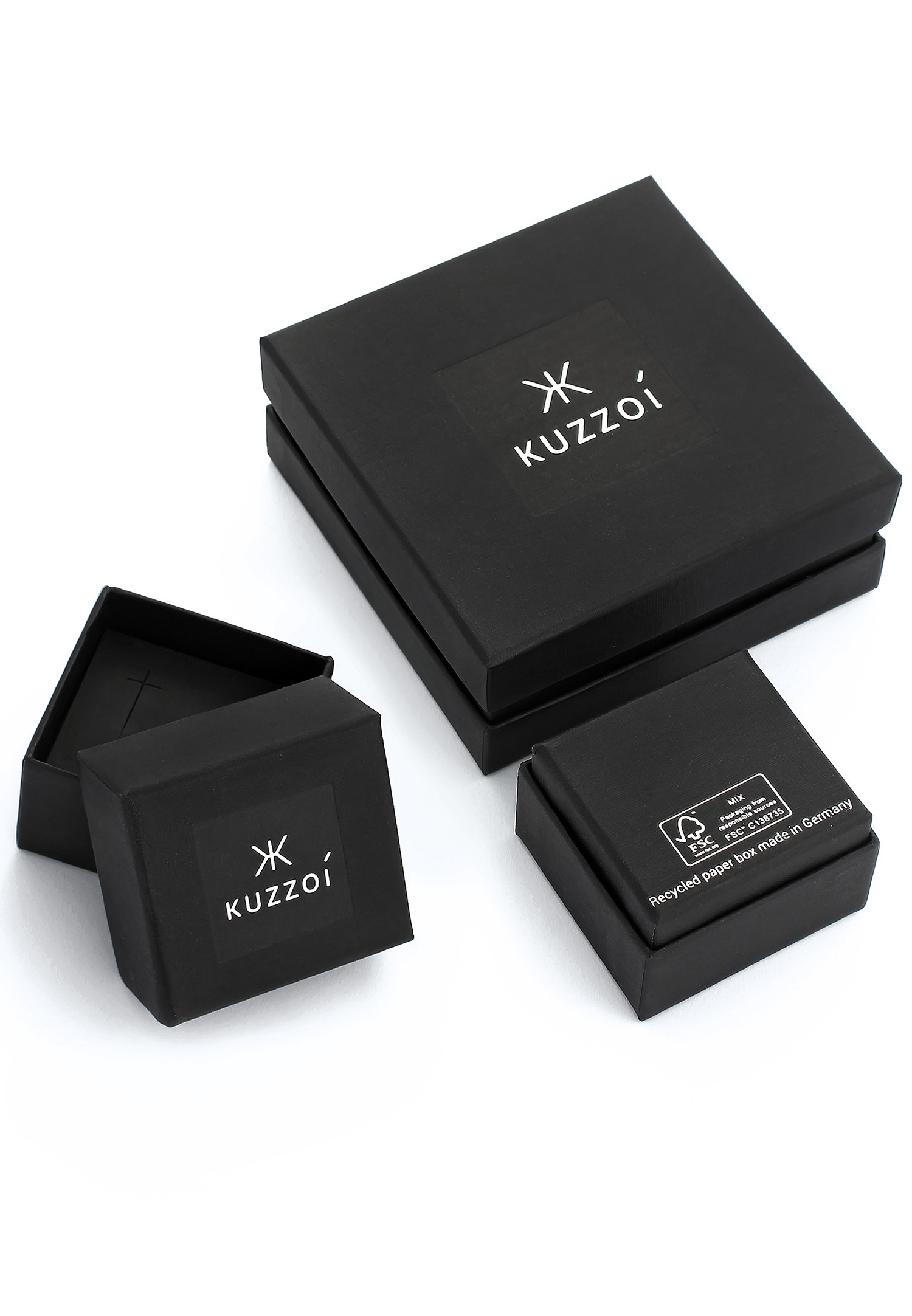 KUZZOI Hommes sceau carré basique texture noire en argent sterling 925