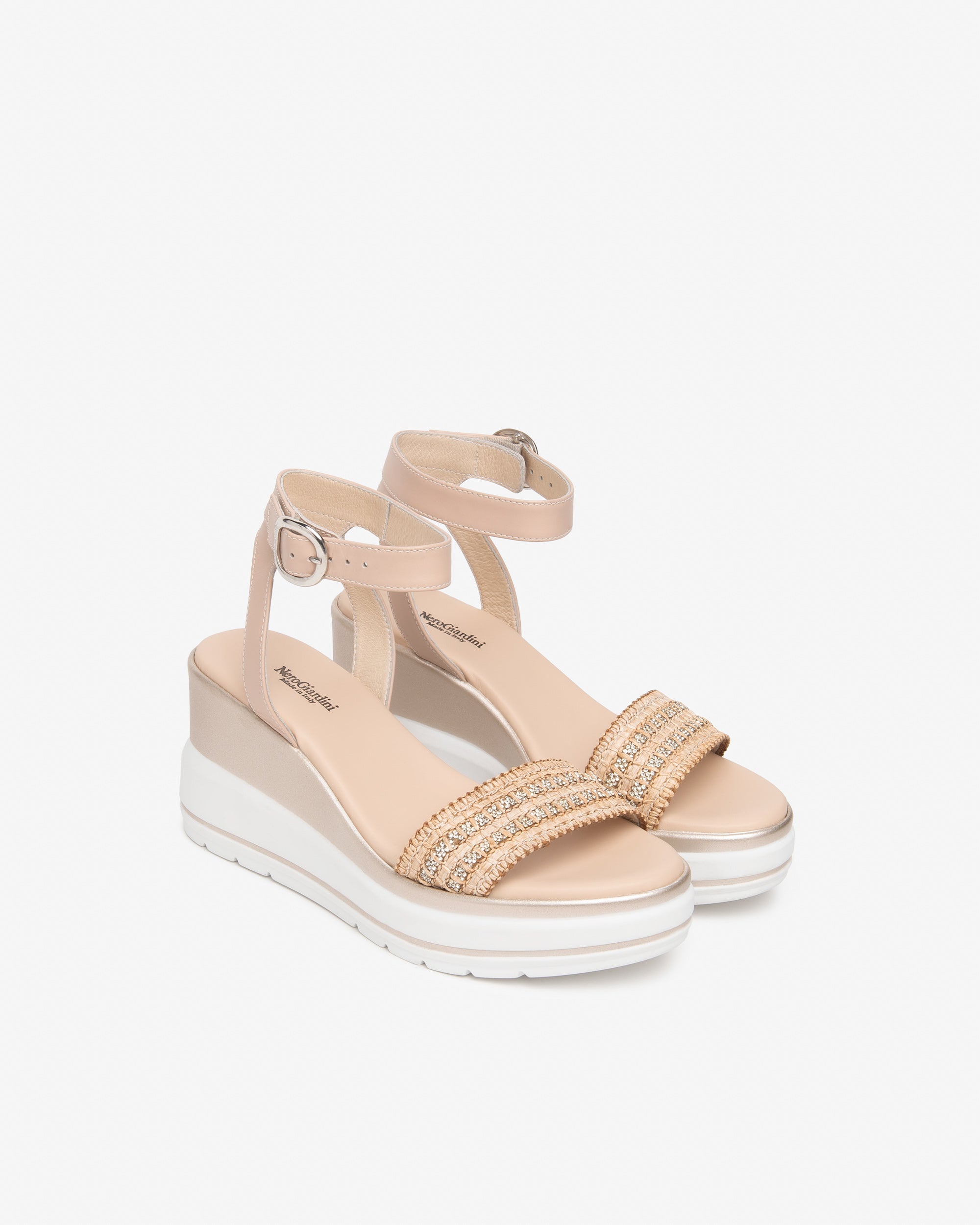  Damen-Sandalen aus Leder und Stoff